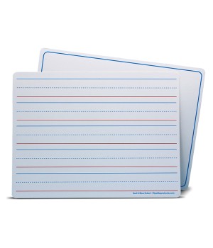 Dry Erase Learning Mat, Two-Sided Red & Blue Ruled/Plain, 9" x 12", Pack of 12