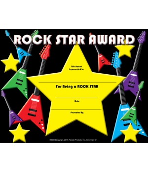 Rock Star Award Certificate, 8.5" x 11", Pack of 30