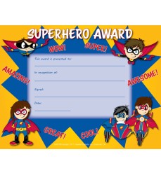 Superhero Award Certificate, 8.5" x 11", Pack of 30