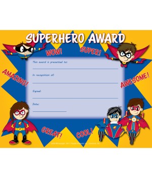 Superhero Award Certificate, 8.5" x 11", Pack of 30