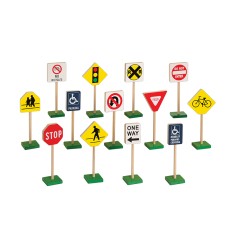 7" Block Play Traffic Signs, 13 Pieces