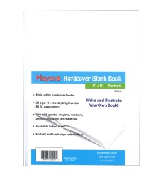 Hardcover Blank Book, White, 28 pages (14 sheets), 6"W x 8"H