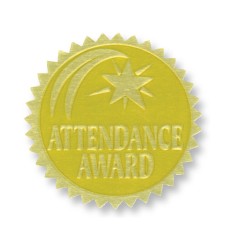 Gold Foil Embossed Seals, Attendance Award, 54 Per Pack