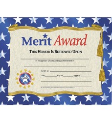 Merit Award Certificate, 8.5" x 11", Pack of 30