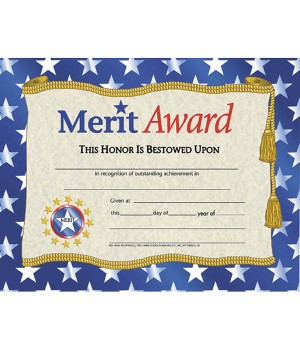 Merit Award Certificate, 8.5" x 11", Pack of 30