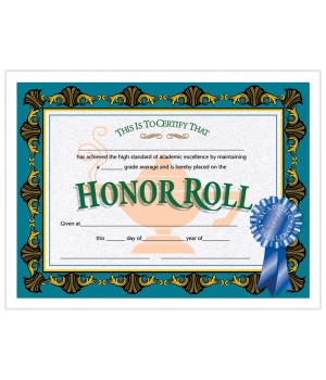 Honor Roll Certificate, 8.5" x 11", Pack of 30