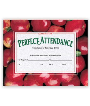 Certificate of Perfect Attendance, 8.5" x 11", Pack of 30