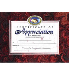 Certificate of Appreciation, 8.5" x 11", Pack of 30