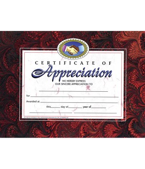 Certificate of Appreciation, 8.5" x 11", Pack of 30