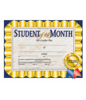 Student of the Month Certificate, 8.5" x 11", Pack of 30