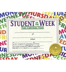 Student of the Week Certificate, 8.5" x 11", Pack of 30