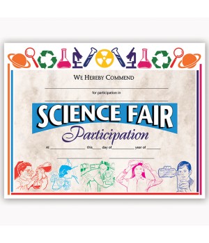 Science Fair Participation Award, 8.5" x 11", Pack of 30