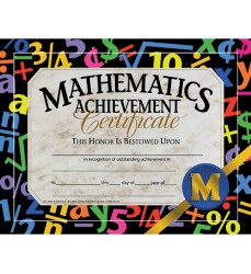 Mathematic Achievement Certificate, 8.5" x 11", Pack of 30