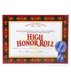 High Honor Roll Certificate, 8.5" x 11", Pack of 30