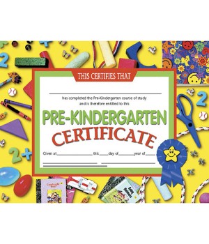 Pre-Kindergarten Certificate, 8.5" x 11", Pack of 30