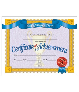 Certificate of Achievement, 8.5" x 11", Pack of 30