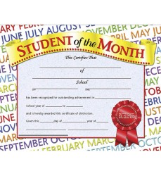 Student of the Month Award Certificate, 8.5" x 11", Pack of 30