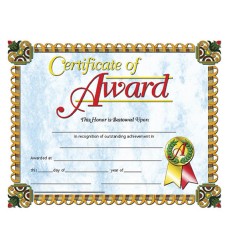 Certificate of Award, 8.5" x 11", Pack of 30