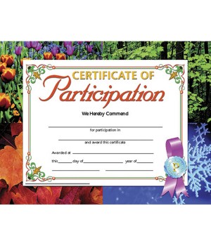 Certificate of Participation, 8.5" x 11", Pack of 30
