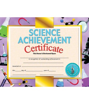 Science Achievement Certificate, 8.5" x 11", Pack of 30
