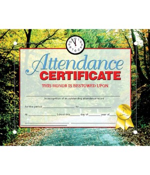 Attendance Certificate, 8.5" x 11", Pack of 30