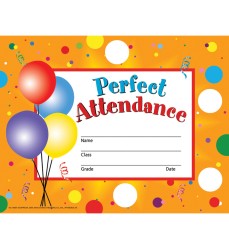 Perfect Attendance Certificates & Reward Seals - 30 8.5" x 11" Certificates, 160 Seals
