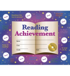 Reading Achievement Certificates and Reward Seals, 8.5" x 11", 30 Certificates