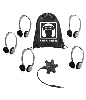 Galaxy Econo-Line of Sack-O-Phones with 5 Personal-Sized HA2 Headphones, Starfish Jackbox and Carry Bag