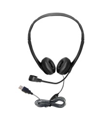 WorkSmart Personal Headset - USB with Steel-Reinforced Gooseneck Microphone, Leatherette Ear Cushions