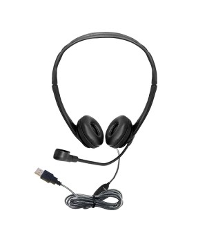 WorkSmart Personal Headset - USB with Steel-Reinforced Gooseneck Microphone, Leatherette Ear Cushions