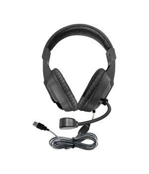 WorkSmart Plus Deluxe Headset - USB with Boom gooseneck microphone, padded headband Leatherette ear cushions