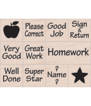 Nearly Tiny Messages From Your Teacher Stamps, Set of 11