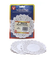 Round Doilies, White, 4", Pack of 100
