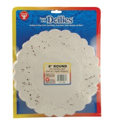 Round Paper Lace Doilies, White, 8", Pack of 100