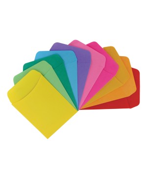Self-Adhesive Library Pockets, 3.5" x 4.875", 10 Colors, Pack of 30