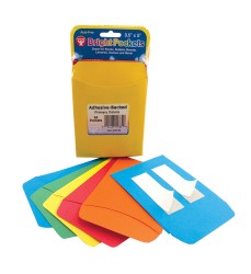 Self Adhesive Library Pockets, 3.5" x 4.875", 6 Each of 5 Colors, Pack of 30