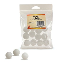 Craft Foam Balls, 1 Inch, White, Pack of 12