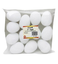 Craft Foam Eggs, 2 Inch, White, Pack of 12