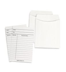 Library Cards & Non-Adhesive Pockets Combo, White, 150 Each/300 Pieces