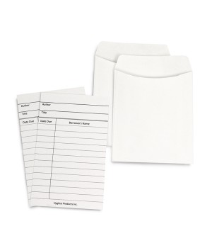 Library Cards & Non-Adhesive Pockets Combo, White, 30 Each/60 Pieces