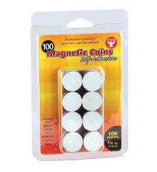 Self-Adhesive Magnetic Coins- 100, 3/4" coins