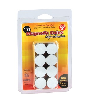 Self-Adhesive Magnetic Coins- 100, 3/4" coins