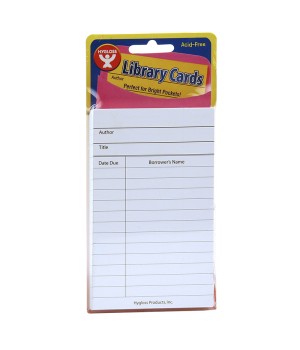 Bright Library Cards, White, Pack of 50