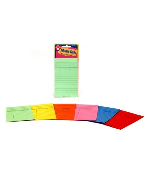 Bright Library Cards, Assorted Colors, Pack of 50