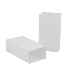 Large Gusseted Paper Bags, 6" x 3.5" x 11", White, 100/Pack