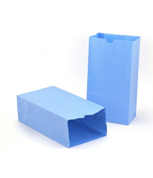 Gusseted Paper Bags, #6 (6" x 3.5" x 11"), Blue, Pack of 50