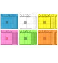 Blank Bingo Cards, Assorted Colors, 7-1/2" x 8-3/4", Pack of 36