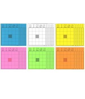 Blank Bingo Cards, Assorted Colors, 7-1/2" x 8-3/4", Pack of 36