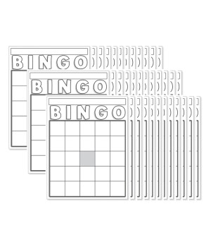 Blank Bingo Cards, White, 7-1/2" x 8-3/4", Pack of 36