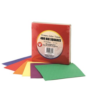 Tissue Squares, 5", Primary Colors, Pack of 480
